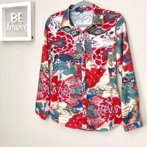 Fashion Nova Floral Button Down Long Sleeve Top